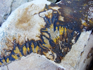 Flame patterned rock